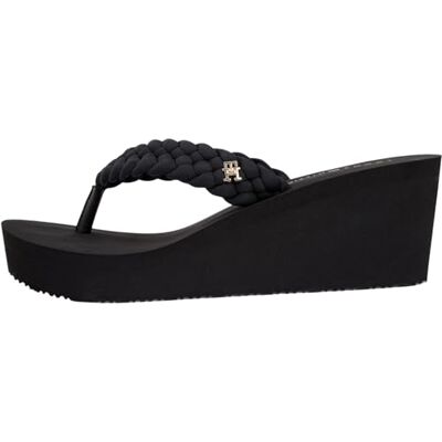 Tommy Hilfiger Th Sandales d'été tressées à talon compensé pour femme Noir Pointure 38,5 - Publicité Tommy Hilfiger Th Sandales d'été tressées à talon compensé pour femme Noir Pointure 38,5 - Publicité