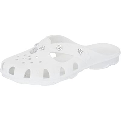 Fashy Brighton Ultraleicht 7621 Sabot pour Femme Blanc Blanc Weiss Weiß 10, 36 EU EU - Publicité Fashy Brighton Ultraleicht 7621 Sabot pour Femme Blanc Blanc Weiss Weiß 10, 36 EU EU - Publicité