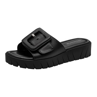 Tamaris Mule femme à talon compensé en cuir noir 37 EU - Publicité Tamaris Mule femme à talon compensé en cuir noir 37 EU - Publicité