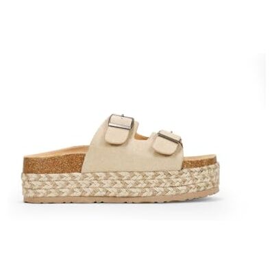 BOSANOVA Sandales bio style raquette avec une large bande sur le cou-de-pied avec détail de deux boucles réglables et semelle en sparte bicolore. Chaussures pour femme, beige, 37 EU - Publicité BOSANOVA Sandales bio style raquette avec une large bande sur le cou-de-pied avec détail de deux boucles réglables et semelle en sparte bicolore. Chaussures pour femme, beige, 37 EU - Publicité