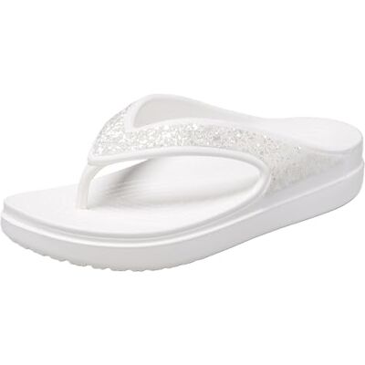 Crocs Sloane Tongs compensées ornées Sandales pour femme Blanc pailleté - Publicité Crocs Sloane Tongs compensées ornées Sandales pour femme Blanc pailleté - Publicité
