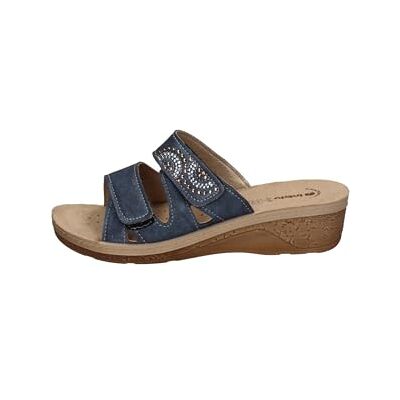 inblu Sandales à double bande pour femme avec décoration géométrique, semelle intérieure en cuir véritable sandales pour femme, bleu, 37 EU - Publicité inblu Sandales à double bande pour femme avec décoration géométrique, semelle intérieure en cuir véritable sandales pour femme, bleu, 37 EU - Publicité