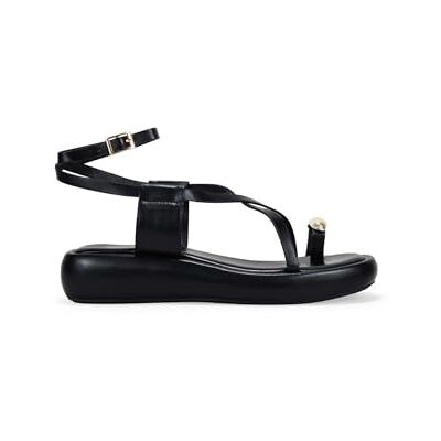 BOSANOVA Sandales pour femme avec deux bandes croisées sur le dessus, anneau métallique sur le doigt et semelle plateforme. Fermeture à boucle. Chaussures pour femme, Noir , 40 EU - Publicité BOSANOVA Sandales pour femme avec deux bandes croisées sur le dessus, anneau métallique sur le doigt et semelle plateforme. Fermeture à boucle. Chaussures pour femme, Noir , 40 EU - Publicité