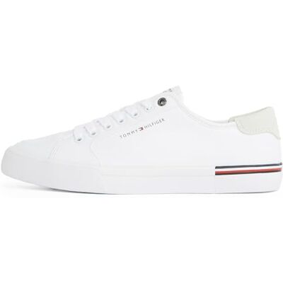 Tommy Hilfiger Baskets Vulcanisées Homme Core Corporate Canvas Basses, Blanc (White), 44 - Publicité Tommy Hilfiger Baskets Vulcanisées Homme Core Corporate Canvas Basses, Blanc (White), 44 - Publicité