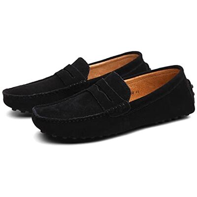 LZQpearl Hommes Chaussons Mocassins, Chaussures Plates pour Hommes en Cuir Suédé, Penny Loafers Décontractés à Enfiler sur Le Pont du Bateau pour Adultes Et Adolescents Unisexes (Black,43) - Publicité LZQpearl Hommes Chaussons Mocassins, Chaussures Plates pour Hommes en Cuir Suédé, Penny Loafers Décontractés à Enfiler sur Le Pont du Bateau pour Adultes Et Adolescents Unisexes (Black,43) - Publicité