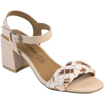 CHATTAWAK Femme Sandale à Talon, Beige, 38 EU - Publicité CHATTAWAK Femme Sandale à Talon, Beige, 38 EU - Publicité