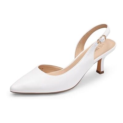 DREAM PAIRS Escarpins Femme à Talon Kitten Bas, Chaussures Slingback à Bout Pointu pour Travail, Fête et Mariage,Size 37,Blanc-PU,SDPU2454W - Publicité DREAM PAIRS Escarpins Femme à Talon Kitten Bas, Chaussures Slingback à Bout Pointu pour Travail, Fête et Mariage,Size 37,Blanc-PU,SDPU2454W - Publicité