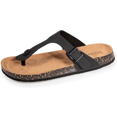 Isotoner Sandales femme à simple bride tong noir, semelle intérieur patch talon ultra confortables, 40, noir - Publicité Isotoner Sandales femme à simple bride tong noir, semelle intérieur patch talon ultra confortables, 40, noir - Publicité