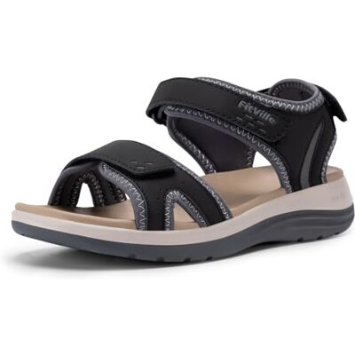 FitVille Sandales Femmes à Largeur Extra Sandales d'été Confortables et Légères, Idéales pour Pieds Larges Noir 40 EU Large - Publicité FitVille Sandales Femmes à Largeur Extra Sandales d'été Confortables et Légères, Idéales pour Pieds Larges Noir 40 EU Large - Publicité