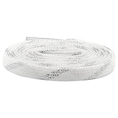 Chlikeyi Lacets plats en sergé métallique bicolore, argent blanc, 80 cm - Publicité Chlikeyi Lacets plats en sergé métallique bicolore, argent blanc, 80 cm - Publicité