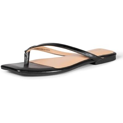 Amazon Essentials Tongs à Bouts Carrés Femme, Similicuir Noir, 38.5 EU - Publicité Amazon Essentials Tongs à Bouts Carrés Femme, Similicuir Noir, 38.5 EU - Publicité
