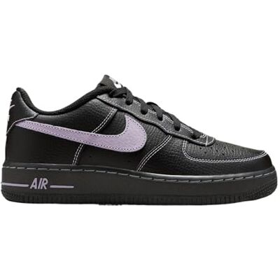 Nike Air Force 1 HJ4563 001 Black/Hydrangeas,Chaussures de Sport en Cuir,Noir avec Swoosh Lila,Semelle Air Force 1, Noir , 38.5 EU - Publicité Nike Air Force 1 HJ4563 001 Black/Hydrangeas,Chaussures de Sport en Cuir,Noir avec Swoosh Lila,Semelle Air Force 1, Noir , 38.5 EU - Publicité