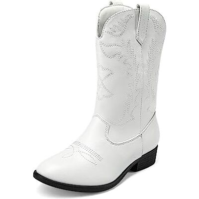 DREAM PAIRS Bottes western cowgirl cowboy pour filles mi-mollet, blanc, 32 EU - Publicité DREAM PAIRS Bottes western cowgirl cowboy pour filles mi-mollet, blanc, 32 EU - Publicité