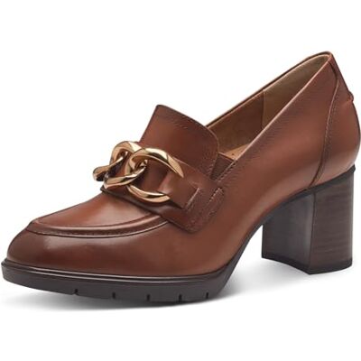 Tamaris Comfort mocassins femme cuir à talon bloc, Cognac, 37 EU - Publicité Tamaris Comfort mocassins femme cuir à talon bloc, Cognac, 37 EU - Publicité