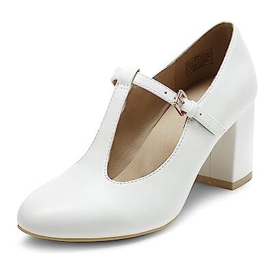 DREAM PAIRS Escarpins Femme Mary Jane Polyvalents et Elégants Chaussure à Talon avec la Bride en T,Size 36,Blanc/PU,DPU211 - Publicité DREAM PAIRS Escarpins Femme Mary Jane Polyvalents et Elégants Chaussure à Talon avec la Bride en T,Size 36,Blanc/PU,DPU211 - Publicité