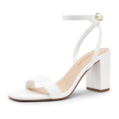 DREAM PAIRS Sandales à talons carrés pour femme avec bout ouvert et boucle de cheville pour fête, mariage, quotidien, Blanc/similicuir, 38 EU - Publicité DREAM PAIRS Sandales à talons carrés pour femme avec bout ouvert et boucle de cheville pour fête, mariage, quotidien, Blanc/similicuir, 38 EU - Publicité