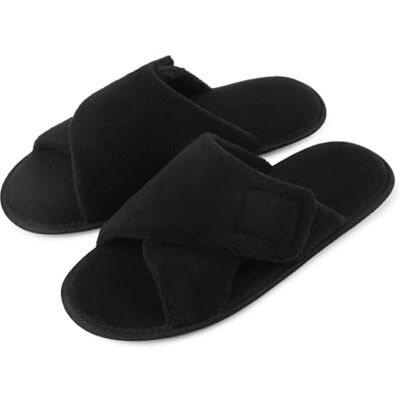 riemot Chaussons pour Diabétiques Confortables en Mousse à Mémoire de Forme à Bouts Ouverts Antidérapants Chaussons Ajustables pour Hommes Black 42/43EU - Publicité riemot Chaussons pour Diabétiques Confortables en Mousse à Mémoire de Forme à Bouts Ouverts Antidérapants Chaussons Ajustables pour Hommes Black 42/43EU - Publicité