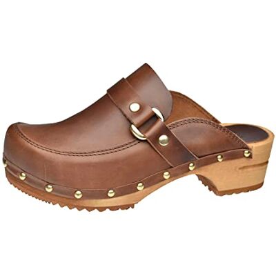Sanita Lillen Sabots Ouverts Produit Original Fabriqué à la Main pour Femme Sabots en Cuir avec Semelle en Bois Semelle Durable Marron 36 EU - Publicité Sanita Lillen Sabots Ouverts Produit Original Fabriqué à la Main pour Femme Sabots en Cuir avec Semelle en Bois Semelle Durable Marron 36 EU - Publicité