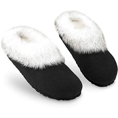 DUNLOP Pantoufles Femme Chaussons Femme Fourrure Semelles Antidérapantes (37, Noir, numeric_37) - Publicité DUNLOP Pantoufles Femme Chaussons Femme Fourrure Semelles Antidérapantes (37, Noir, numeric_37) - Publicité