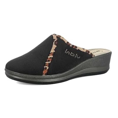inblu Femme Pantofole Donna A Zeppa Con Dettaglio Animalier, Tacco 4,5 Cm, Plantare in Vera Pelle Chausson, Noir, 38 EU - Publicité inblu Femme Pantofole Donna A Zeppa Con Dettaglio Animalier, Tacco 4,5 Cm, Plantare in Vera Pelle Chausson, Noir, 38 EU - Publicité