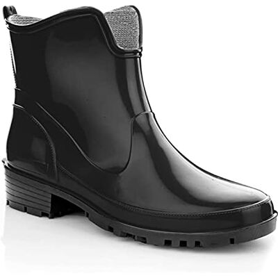 Lemigo Bottes en Caoutchouc Cheville Pour Femmes Bottes de Pluie Courtes Elke (Noir avec semelle noire, Système Taille Chaussures EU, Adulte, Numérique, Moyen, 41) - Publicité Lemigo Bottes en Caoutchouc Cheville Pour Femmes Bottes de Pluie Courtes Elke (Noir avec semelle noire, Système Taille Chaussures EU, Adulte, Numérique, Moyen, 41) - Publicité