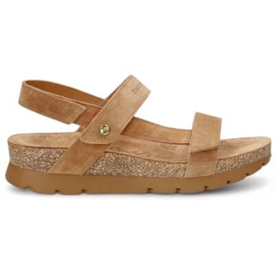 Panama Jack Sandales compensées Selma B10 pour femmes, en cuir suédé marron écorce, style espadrilles d'été à plateforme. Publicité Panama Jack Sandales compensées Selma B10 pour femmes, en cuir suédé marron écorce, style espadrilles d'été à plateforme. Publicité