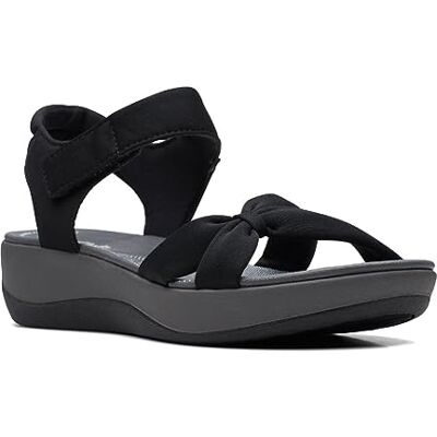 Clarks Arla Shore Sandales plates pour femme, Noir/textile, 41 EU - Publicité Clarks Arla Shore Sandales plates pour femme, Noir/textile, 41 EU - Publicité