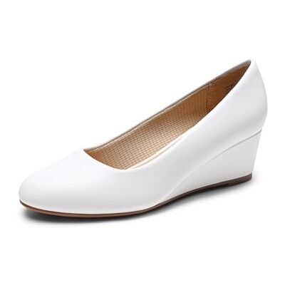 DREAM PAIRS Chaussures à talons bas avec plateforme fermées à bout rond pour femme Escarpins confortables à enfiler pour robe, travail, mariage, blanc, 38.5 EU - Publicité DREAM PAIRS Chaussures à talons bas avec plateforme fermées à bout rond pour femme Escarpins confortables à enfiler pour robe, travail, mariage, blanc, 38.5 EU - Publicité