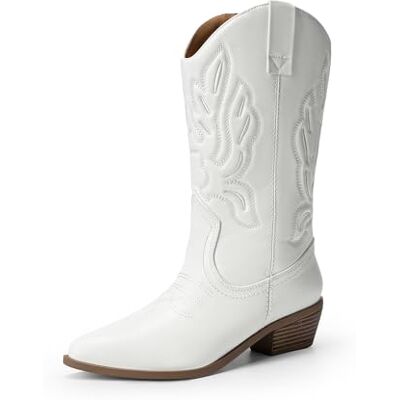 DREAM PAIRS Bottes Femme Classique Bottes Western pour Femmes Confortable Bottines Elégantes,Size 40,Blanc-PU,DWUMMB2419 - Publicité DREAM PAIRS Bottes Femme Classique Bottes Western pour Femmes Confortable Bottines Elégantes,Size 40,Blanc-PU,DWUMMB2419 - Publicité