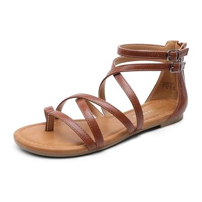 DREAM PAIRS Sandales d'été habillées à lanières croisées pour femme Confortables Décontractées Plage Pêcheur, marron, 42 EU - Publicité DREAM PAIRS Sandales d'été habillées à lanières croisées pour femme Confortables Décontractées Plage Pêcheur, marron, 42 EU - Publicité