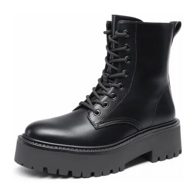 DREAM PAIRS Bottines de combat à lacets pour femme avec semelle crantée et fermeture éclair latérale - Publicité DREAM PAIRS Bottines de combat à lacets pour femme avec semelle crantée et fermeture éclair latérale - Publicité