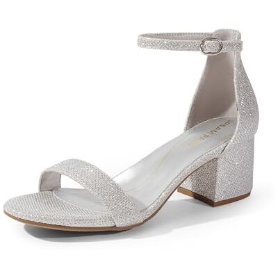 DREAM PAIRS Low-Chunk Sandales Talon Bloc Femme Argent Briller 38.5 EU / 7.5 US - Publicité DREAM PAIRS Low-Chunk Sandales Talon Bloc Femme Argent Briller 38.5 EU / 7.5 US - Publicité