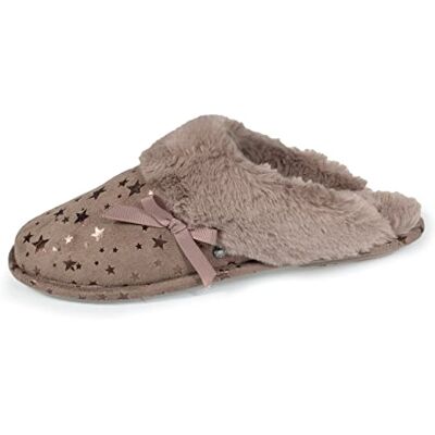 Isotoner Chaussons Mules Femme étoiles,Marron,36 EU - Publicité Isotoner Chaussons Mules Femme étoiles,Marron,36 EU - Publicité