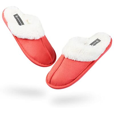 DUNLOP Chaussons Femme Chauds, Pantoufles Femme Hiver Fourrure (38 EU, Rouge Capucine, numeric_38) - Publicité DUNLOP Chaussons Femme Chauds, Pantoufles Femme Hiver Fourrure (38 EU, Rouge Capucine, numeric_38) - Publicité