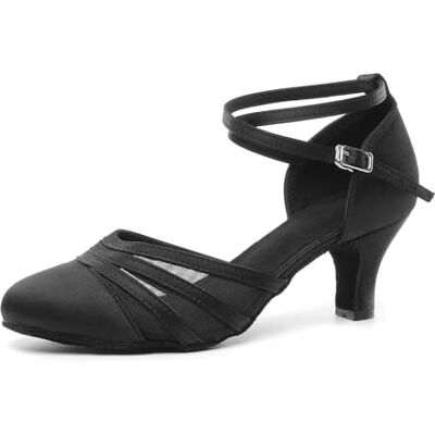 YKXLM Chaussures de Danse Latine pour Femmes Chaussures de Danse Tango Valse Sociale Salsa en Mesh Satinee,6CM,Noir,38.5 EU - Publicité YKXLM Chaussures de Danse Latine pour Femmes Chaussures de Danse Tango Valse Sociale Salsa en Mesh Satinee,6CM,Noir,38.5 EU - Publicité
