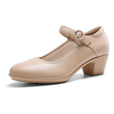 DREAM PAIRS Chaussures Mary Jane pour femme à talons bas et épais à bout fermé Escarpins confortables pour le travail, les affaires, les tenues de soirée, nude, 38.5 EU - Publicité DREAM PAIRS Chaussures Mary Jane pour femme à talons bas et épais à bout fermé Escarpins confortables pour le travail, les affaires, les tenues de soirée, nude, 38.5 EU - Publicité