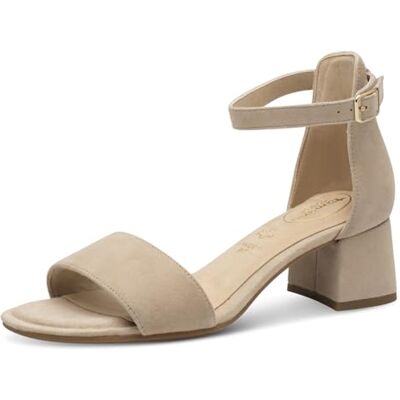 Tamaris Comfort Sandales Femme à Talon Cuir avec Bride réglable, Beige Suede, 36 EU - Publicité Tamaris Comfort Sandales Femme à Talon Cuir avec Bride réglable, Beige Suede, 36 EU - Publicité