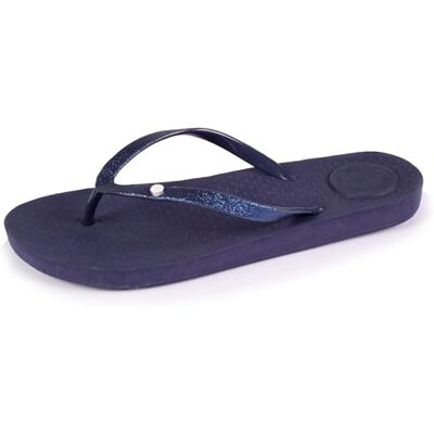 Isotoner Tongs Femme Tige Paillettes,Bleu,38 EU - Publicité Isotoner Tongs Femme Tige Paillettes,Bleu,38 EU - Publicité