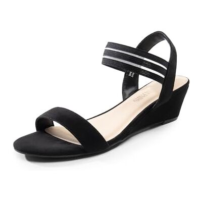 DREAM PAIRS Espadrilles habillées à bout ouvert pour femme Sandales compensées à enfiler avec sangle de cheville élastique, Noir , 42 EU - Publicité DREAM PAIRS Espadrilles habillées à bout ouvert pour femme Sandales compensées à enfiler avec sangle de cheville élastique, Noir , 42 EU - Publicité