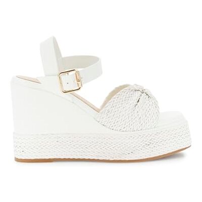 CAFèNOIR Sandales Compensées En Similicuir Tressé Avec Bride, Pour Femme, Couleur Blanc, Taille 40 - Publicité CAFèNOIR Sandales Compensées En Similicuir Tressé Avec Bride, Pour Femme, Couleur Blanc, Taille 40 - Publicité