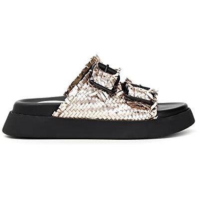 CAFèNOIR Sandales avec double boucle en cuir tressé, Platine, 38 EU - Publicité CAFèNOIR Sandales avec double boucle en cuir tressé, Platine, 38 EU - Publicité