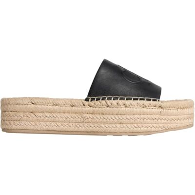 Calvin Klein Flatf Espa Mule Lth Mg HW0HW03027 Espadrilles plates pour femme, noir (Ck Black), pointure 38 - Publicité Calvin Klein Flatf Espa Mule Lth Mg HW0HW03027 Espadrilles plates pour femme, noir (Ck Black), pointure 38 - Publicité
