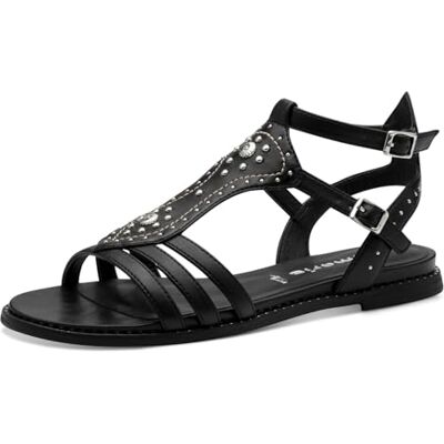 Tamaris Sandales plates pour femme , Noir, 38 EU - Publicité Tamaris Sandales plates pour femme , Noir, 38 EU - Publicité