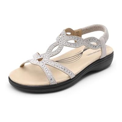 DREAM PAIRS Sandales orthopédiques confortables avec strass et sangle arrière élastique pour femme, Argenté, 38.5 EU - Publicité DREAM PAIRS Sandales orthopédiques confortables avec strass et sangle arrière élastique pour femme, Argenté, 38.5 EU - Publicité
