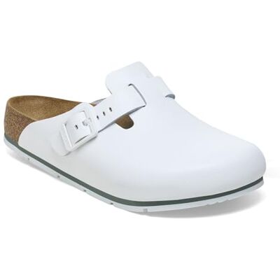 Birkenstock Boston Pro Sabots en cuir Chaussures de travail certifiées de haute qualité pour la médecine, la restauration et le service, Blanc., 44 EU - Publicité Birkenstock Boston Pro Sabots en cuir Chaussures de travail certifiées de haute qualité pour la médecine, la restauration et le service, Blanc., 44 EU - Publicité