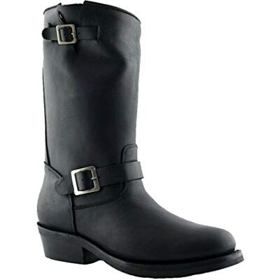 Grinders Unisexe Rebel Cuir Noir Boucle Bottes Hautes Western Motard 42 - Publicité Grinders Unisexe Rebel Cuir Noir Boucle Bottes Hautes Western Motard 42 - Publicité