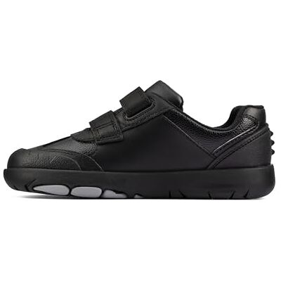 Clarks Rex Stride K Childrens Black Leather, 2 - Publicité Clarks Rex Stride K Childrens Black Leather, 2 - Publicité