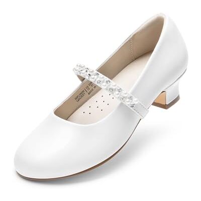 DREAM PAIRS Chaussures habillées à talons bas pour petite fille, chaussures Mary Jane avec perles et strass, escarpins pour fille, princesse, fête de mariage, Blanc, 2.5 Big Kid - Publicité DREAM PAIRS Chaussures habillées à talons bas pour petite fille, chaussures Mary Jane avec perles et strass, escarpins pour fille, princesse, fête de mariage, Blanc, 2.5 Big Kid - Publicité