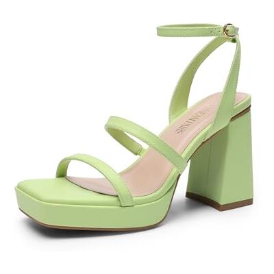 DREAM PAIRS Sandales à talons épais pour femme SDHS2346W, Polyuréthane vert, 39 EU - Publicité DREAM PAIRS Sandales à talons épais pour femme SDHS2346W, Polyuréthane vert, 39 EU - Publicité