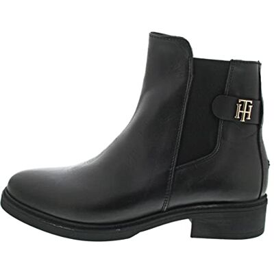 Tommy Hilfiger Damen Stiefeletten TH Leather Flat Boot aus Leder, Schwarz (Black), 40 EU - Publicité Tommy Hilfiger Damen Stiefeletten TH Leather Flat Boot aus Leder, Schwarz (Black), 40 EU - Publicité